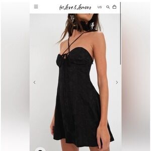 For Love And Lemons L Dress Melody Mini Black Slip Goth Emo Punk Romantic